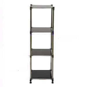 Black 4-Tier Heavy Duty Stainless steel Storage Shelving Unit, 100 lbs./Shelf