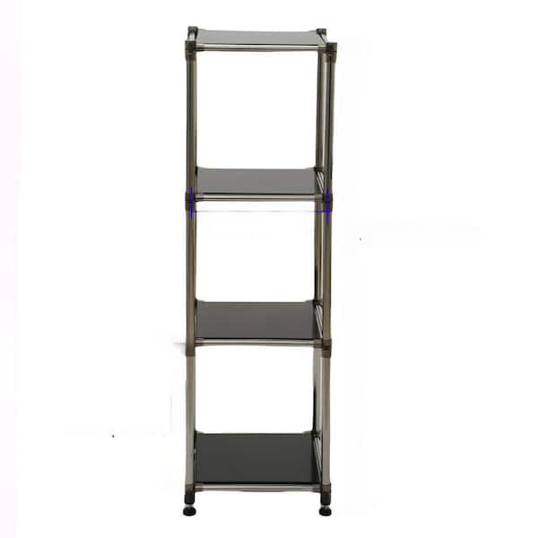 Tileon Black 4-Tier Heavy Duty Stainless steel Storage Shelving Unit, 100 lbs./Shelf