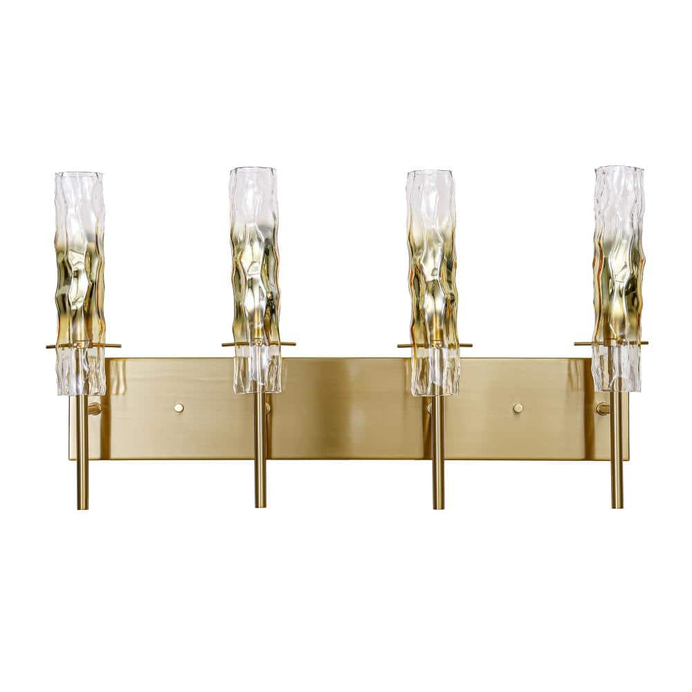 26in 4-Light Electroplated Brass Finish Vanity Light，Cylindrical Hammered Glass Shade price history on PriceWatchPro