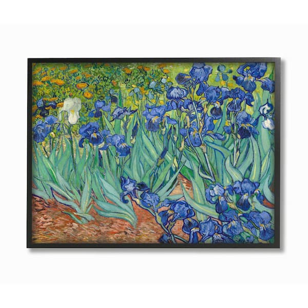 "Flower Field Blue Green Van Gogh Classical Painting" by Vincent Van Gogh Framed Wall Art 16 in. x 20 in.