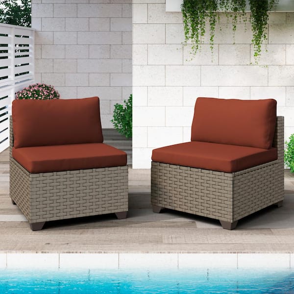 TK CLASSICS Keys Metal Outdoor Sectional with Crimson Cushions