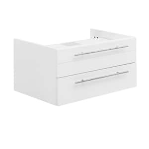 Lucera 30 in. W Wall Hung Vessel Sink Bath Vanity Cabinet Only in White