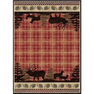 Hearthside Wilderness Lodge Multi 5 ft. x 8 ft. Woven Animal Print Polypropylene Rectangle Area Rug