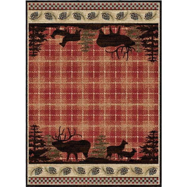 Mayberry Rug Hearthside Wilderness Lodge Multi 5 ft. x 8 ft. Woven Animal Print Polypropylene Rectangle Area Rug