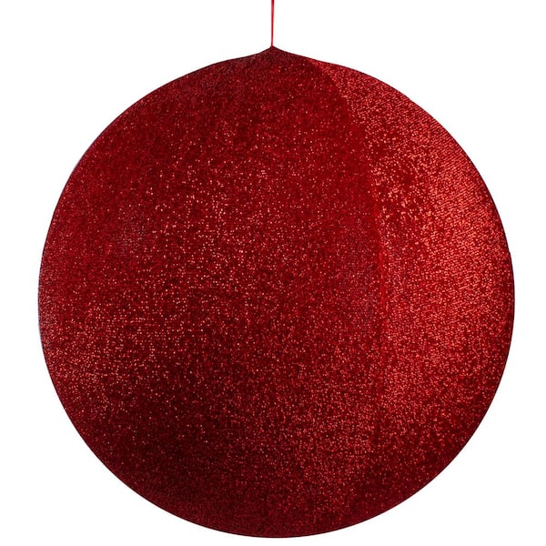 Tinsel Inflatable Christmas Ball Ornament Outdoor Commercial Decoration - 27.5 in. - Red
