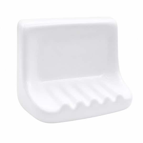 Wall Mounted Ceramic Soap Dish with Vintage Retro Design for Bathroom Shower Bathtub Sink in White