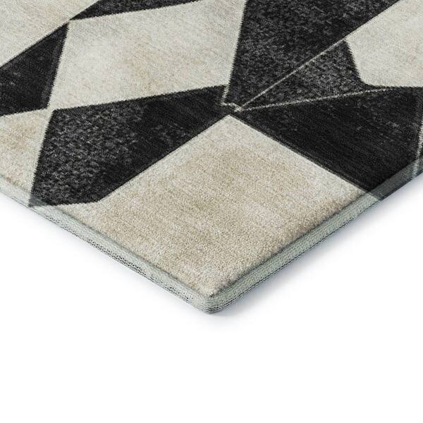 Mayfield Premium Machine Washable Abstract AMF2181 Black 3 ft. x 4 ft. Area Rug