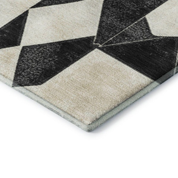 Mayfield Premium Machine Washable Abstract AMF2181 Black 3 ft. x 5 ft. Area Rug
