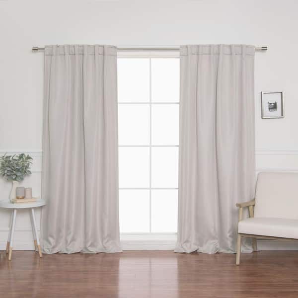 Beige Faux Linen Back Tab Blackout Curtain - 52 in. W x 84 in. L (Set of 2)