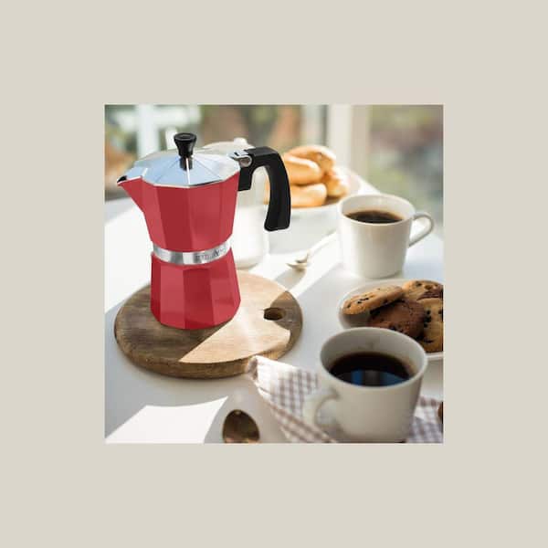 Zulay Kitchen 3-Cup Premium Moka Pot Stovetop Espresso Maker-Red Z
