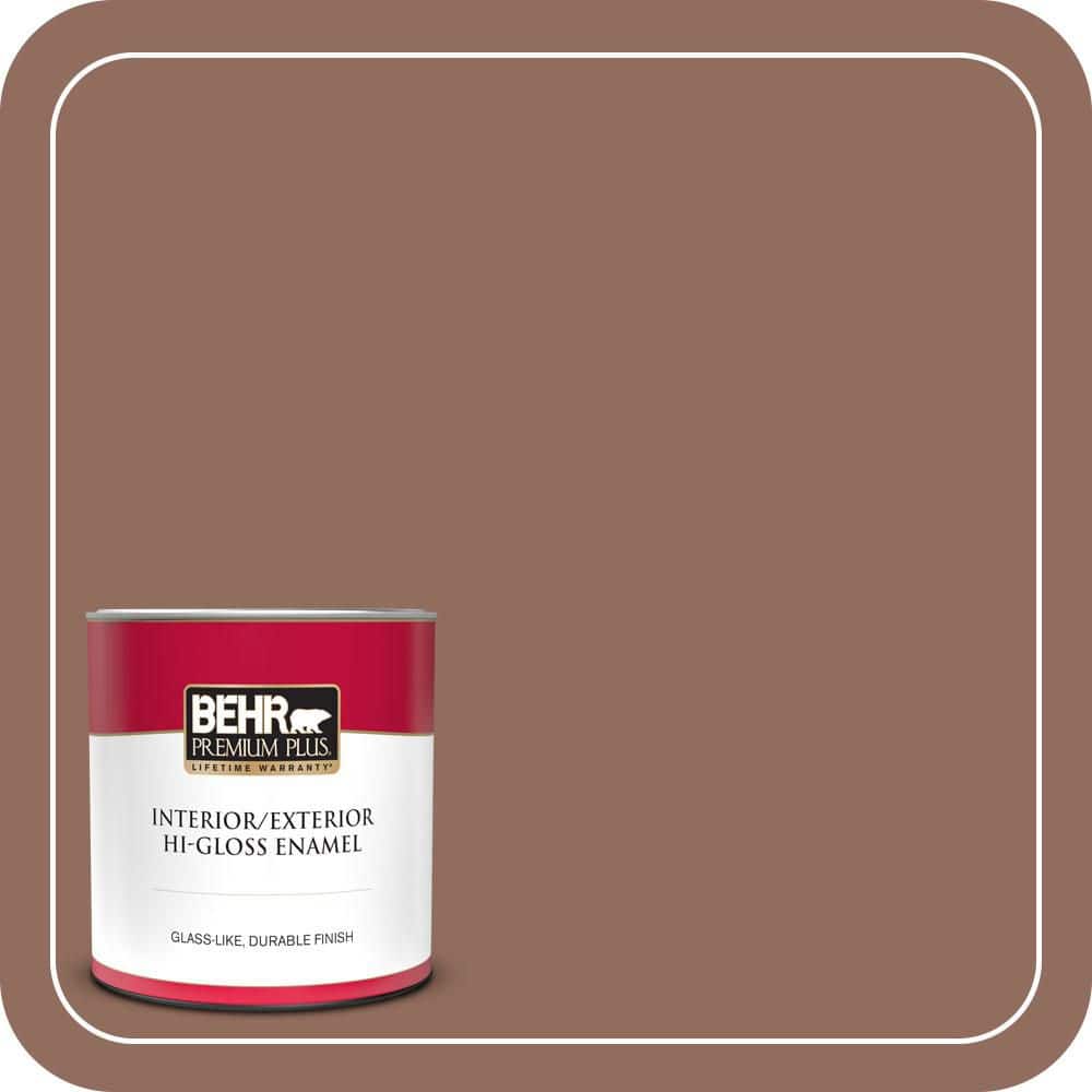 BEHR PREMIUM PLUS 1 qt. #220F-6 Chocolate Curl Hi-Gloss Enamel Interior ...