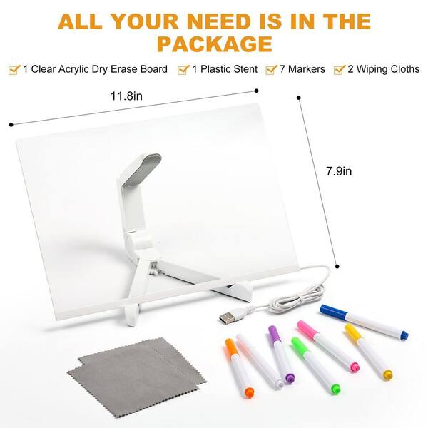 KAYNO LED Note Board With Colors,Acrylic Dry Erase Board