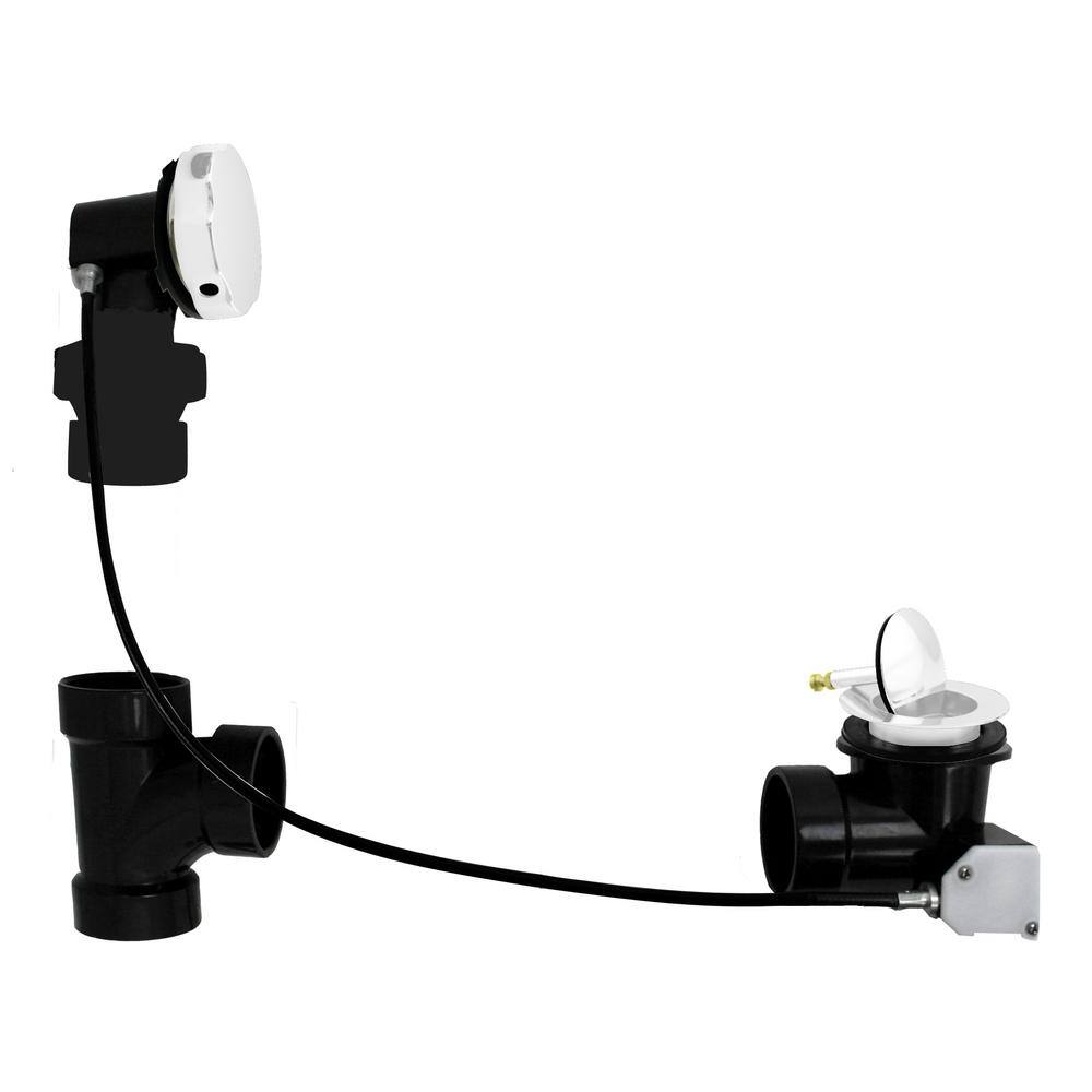 WESTBRASS 45 Kit Scarico Per Vasca Da Bagno Con Troppopieno, PVC, Cromo Lucido, Cavo Da 114 Cm