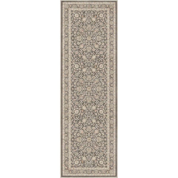 Asha Rome Vintage, Oriental Persian, Charcoal Brown 2 ft. 3 in. x 7 ft. 3 in. Runner, Area Rug