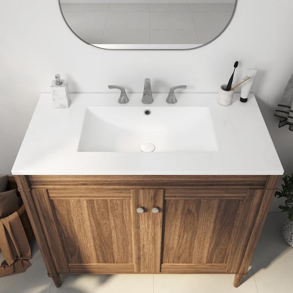 Tucson 36 in. W x 18 in. D Vitreous China Single Sink Vanity Top in White with 3-Faucet Holes (8 in. Widespread)