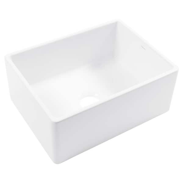 Bradstreet II 24 in. Farmhouse Apron Front Undermount Single Bowl Crisp White Fireclay Kitchen Sink