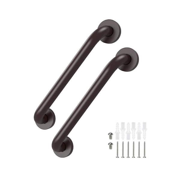 12 in. x 2.25 in. Concealed Screw Safety Grab Bars for Wall Oil Brown Shower Support for Seniors Elderly 2 Pack