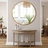 Dovelina 36 in. x 36 in. Modern Round Metal Framed Gold Wall Mirror EV-90-G