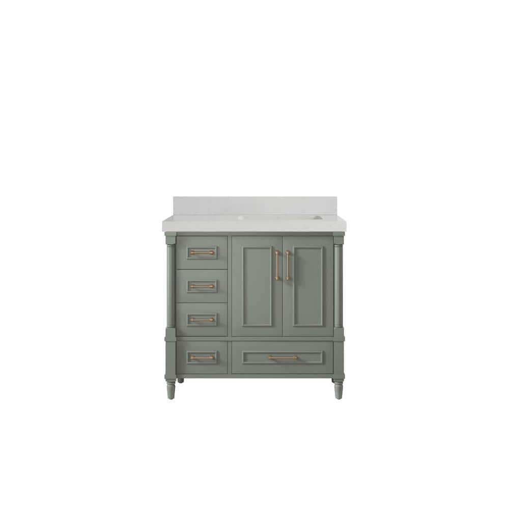Hudson 36 in. W x 22 in. D x 36 in. H Right Offset Sink Bath Vanity in Evergreen with 2 in. Carrara Qt. Top price history on PriceWatchPro