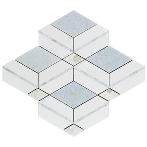 Benes Blue Celeste 2.5 in. x 0.39 in. Polished Marble and Pearl Wall Mosaic Tile Sample