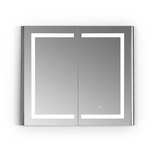 Altair Bojano 36 in. W x 32 in. H Small Rectangular Silver Recessed/Surface Mount Medicine Cabinet with Mirror and Lighting