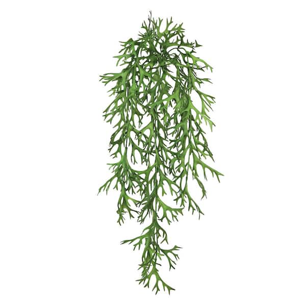 32 in. Artificial Staghorn Hanging Plant Greenery Foliage Bush (Set of 2)