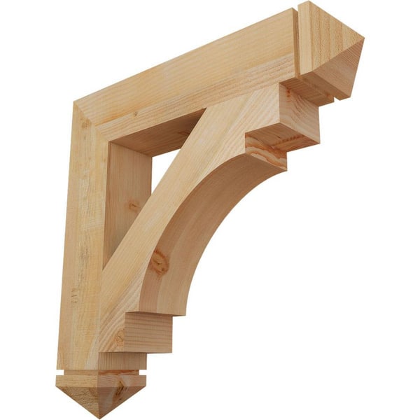 Ekena Millwork 6 in. x 32 in. x 32 in. Douglas Fir Merced Arts and Crafts Rough Sawn Bracket