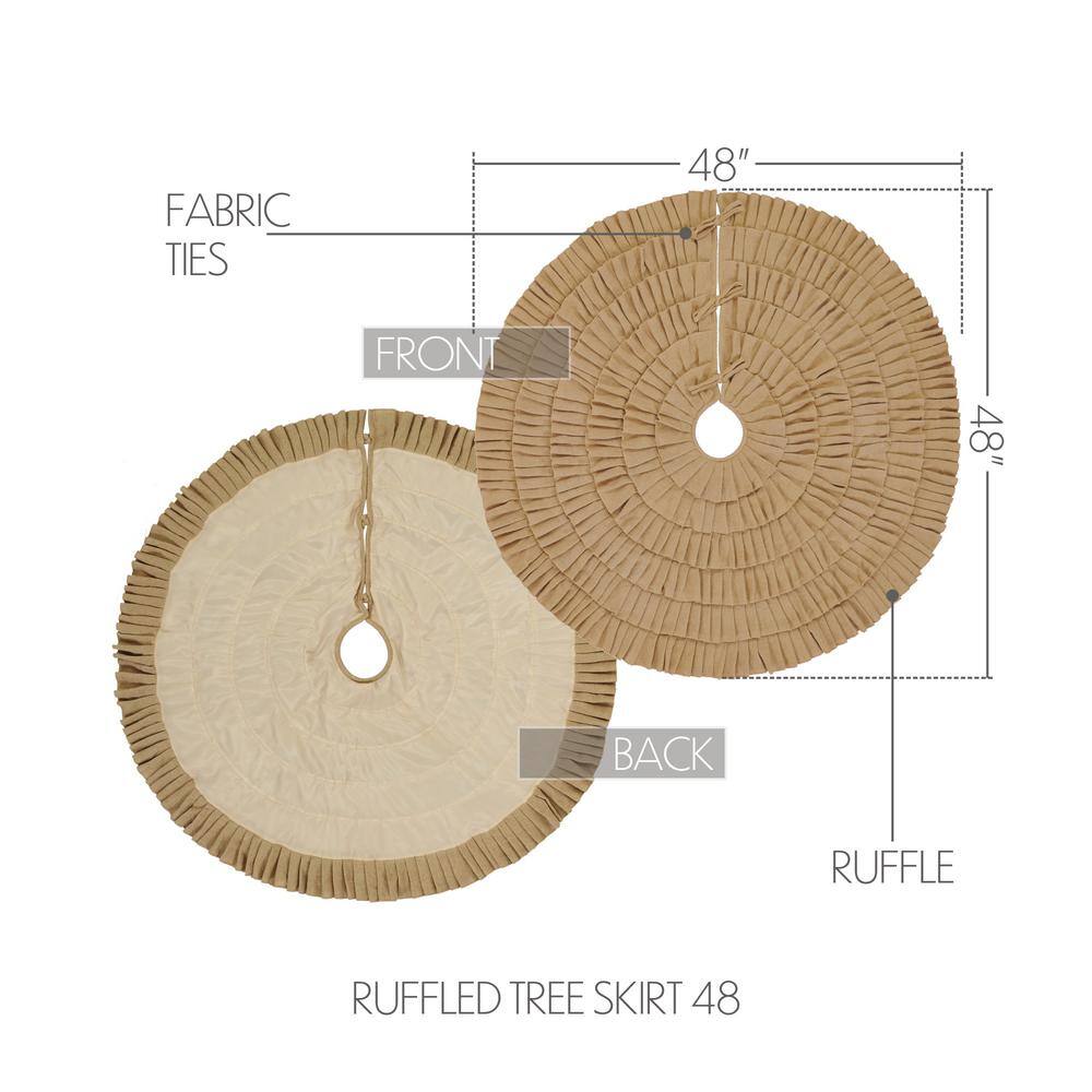 Festive Natural Burlap Ruffled Christmas Tree Skirt 48" Diameter