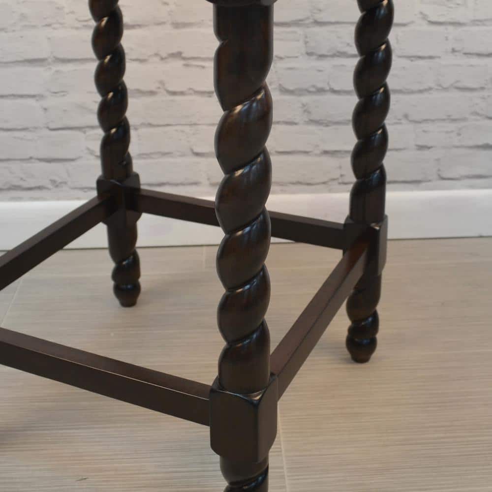 Espresso Linen Upholstered Backless Swivel Counter Stool