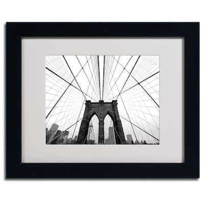 11 by 11-Inch Manhattan Bridge I Artwork by Moises Levy Frame Black 