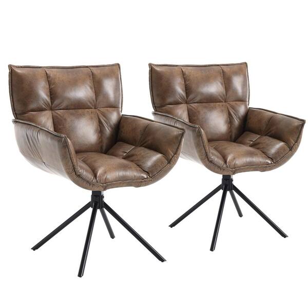 Hochwertiges Dark Brown Faux Leather Upholstered Swivel Accent Arm