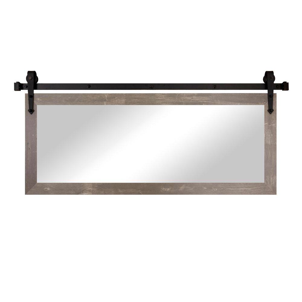 (62 in. W x 31 in. H) Harvest Brown Accent Mirror With Steel Barn Door Rail price history on PriceWatchPro