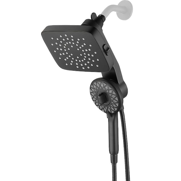 Magnetic Attraction 5-Spray Wall Mount Dual Shower Head and Handheld Shower Head with 70 in. Hose 1.8 GPM in Matte Black