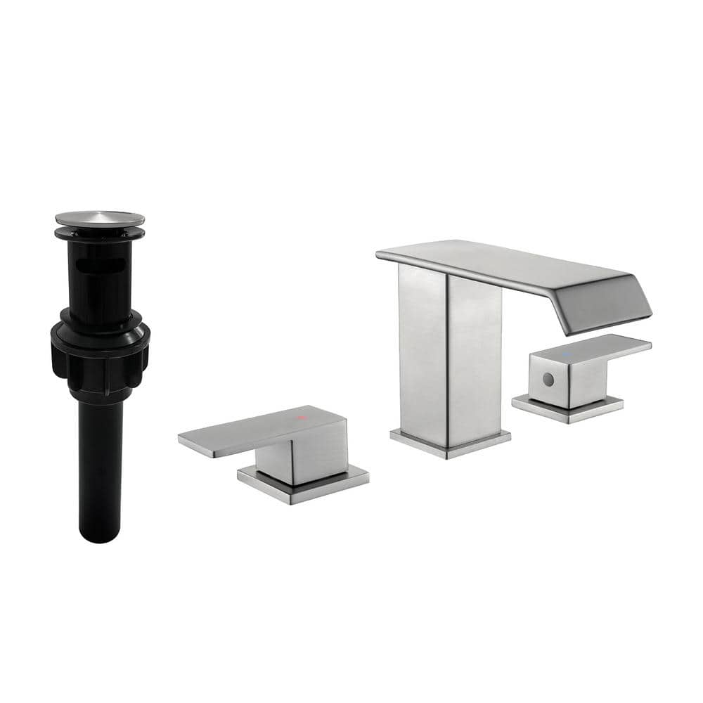 8 in. Widespread 2-Handle Bathroom Faucet With Pop-Up Drain Assembly and Wa