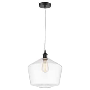 Cindyrella 60-Watt 1-Light Matte Black Standard Mini Pendant Light with Clear Glass Shade, No Bulbs Included