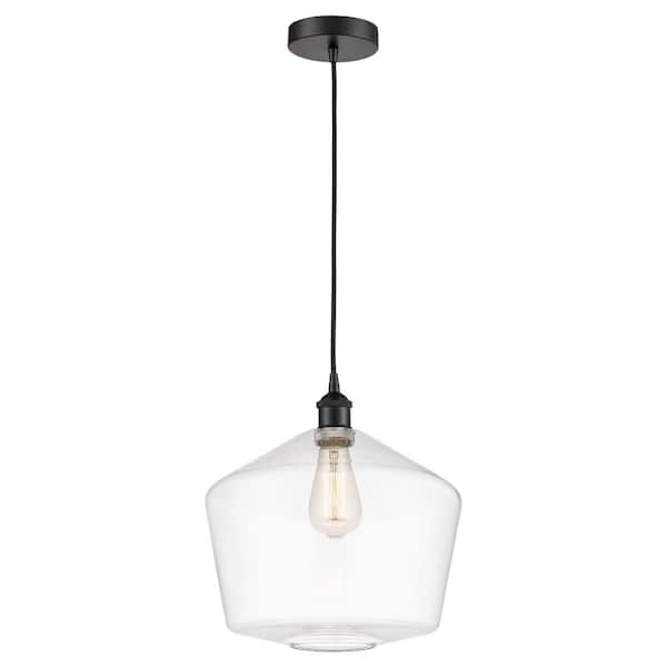 Cindyrella 60-Watt 1-Light Matte Black Standard Mini Pendant Light with Clear Glass Shade, No Bulbs Included