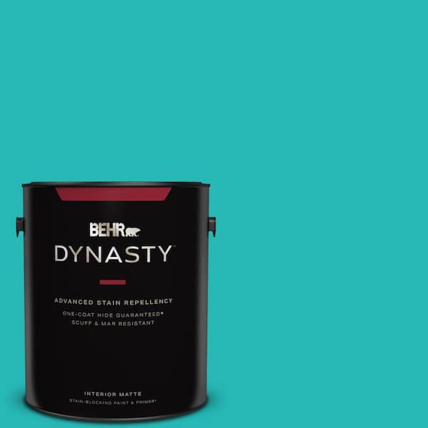 BEHR DYNASTY 1 gal. #MQ4-21 Caicos Turquoise One-Coat Hide Matte Interior Stain-Blocking Paint & Primer