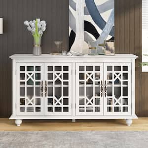 Antique White Sideboard with Adjustable Height Shelves and 4 Doors