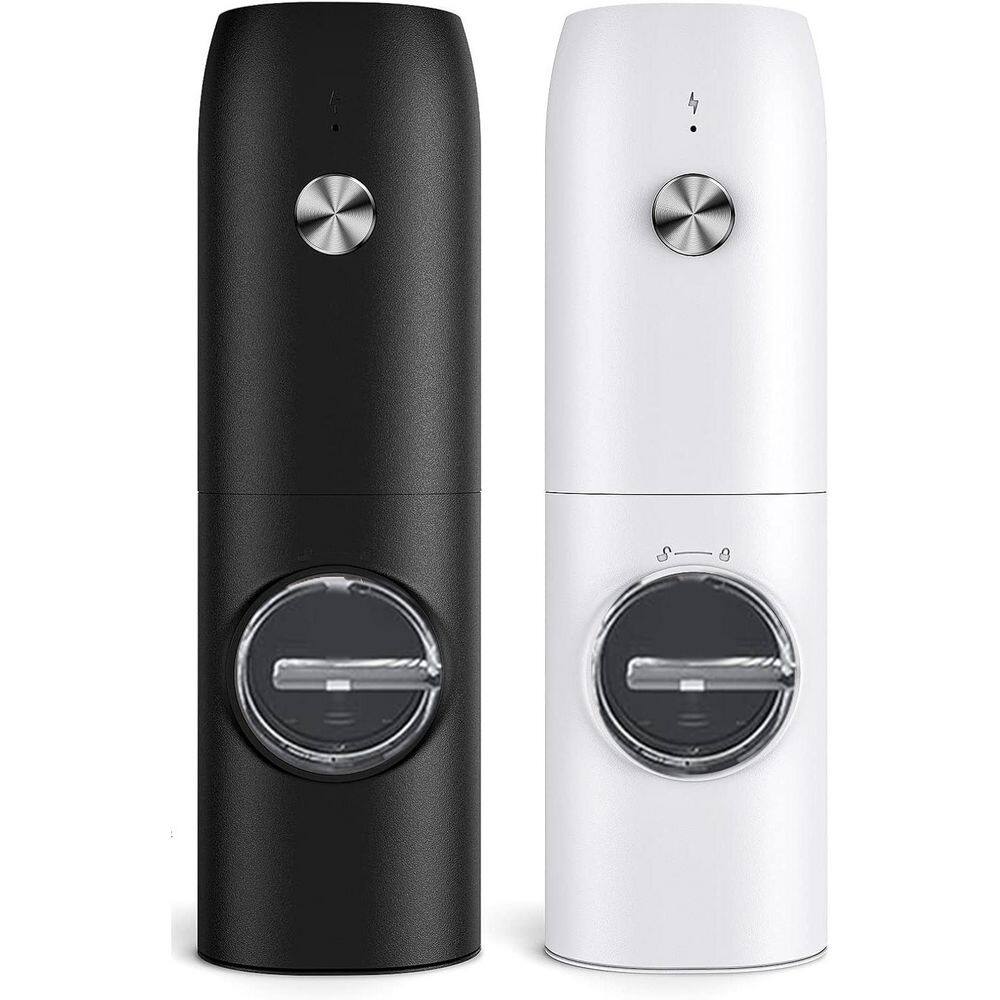 Automatic Salt and Pepper Grinder Set Black White Adjustable Coarseness LED Light One Hand Kitchen Shaker 2 Pack price history on PriceWatchPro