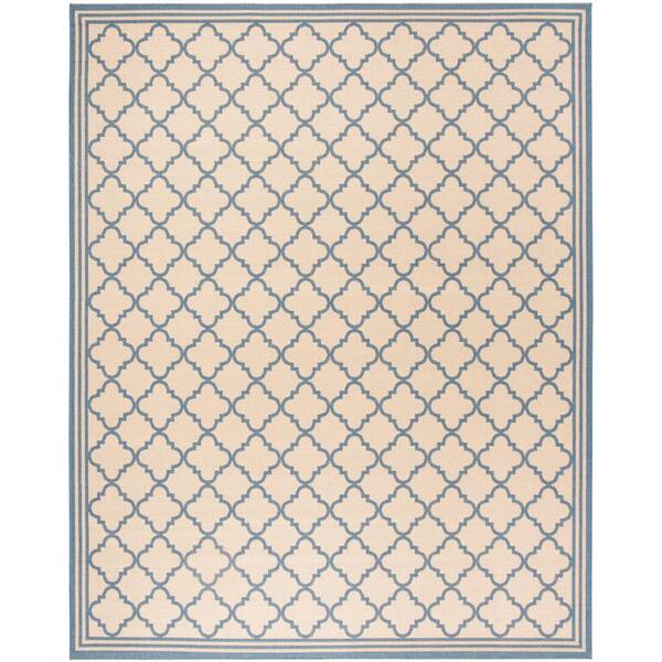 SAFAVIEH Linden Cream/Blue 8 ft. x 10 ft. Border Geometric Trellis Area Rug