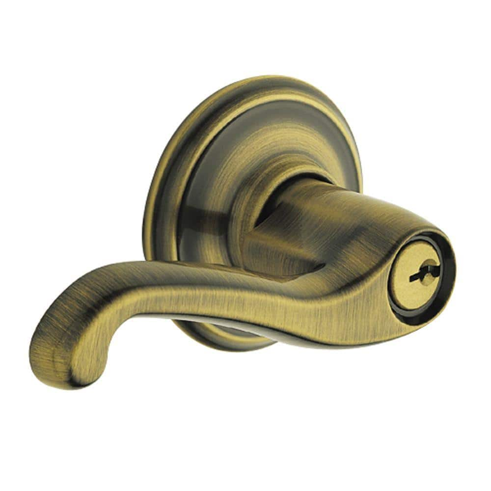 Schlage Flair Antique Brass Keyed Entry Door Lever F51 FLA 609 - The ...