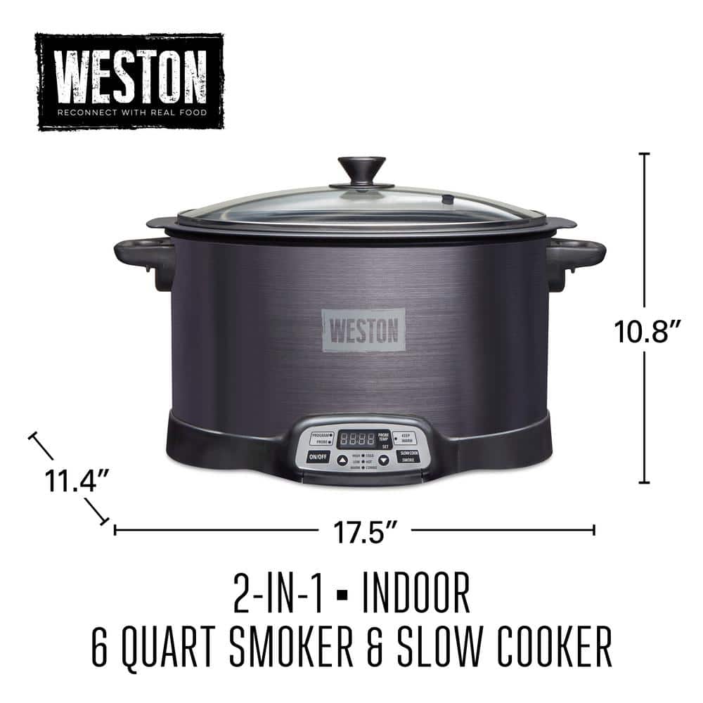 Weston Black Digital Display 6 Quart Indoor Smoker and Slow Cooker