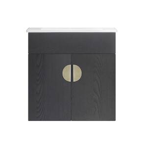 20 in. W x 16 in. D x20 in. H Wall Mounted Bathroom Vanity in Black with Two soft-close doors with Ceramic sink