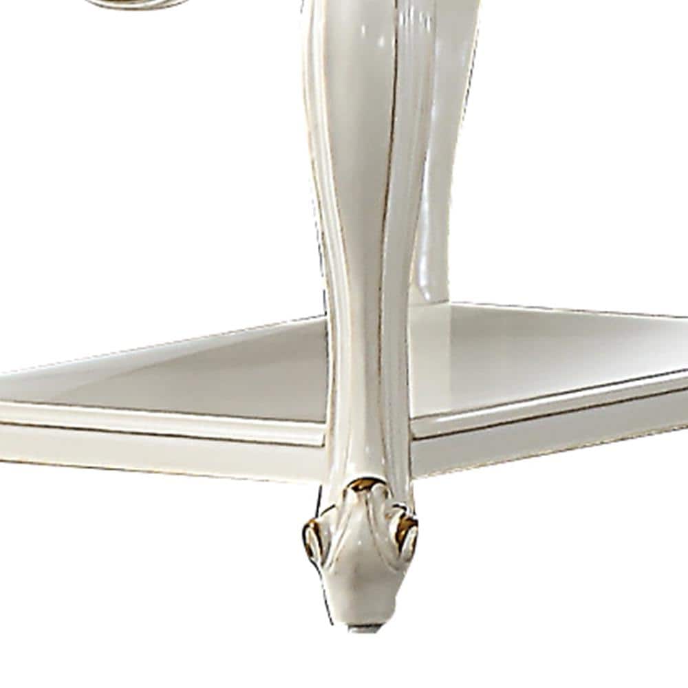 Luxurious Antique Pearl 27" Square Wood End Table with Storage Shelf