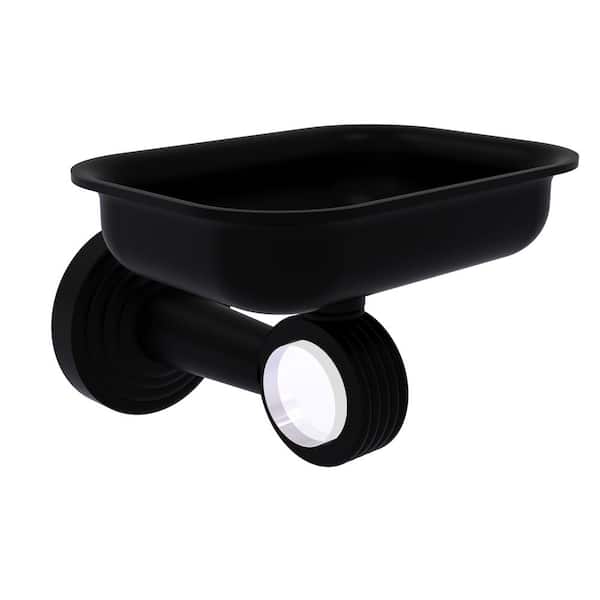 Allied Brass Pacific Beach Collection Wall Mounted Soap Dish Holder with Groovy Accents in Matte Black