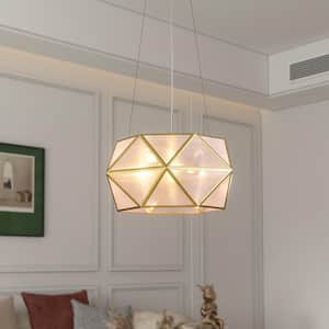 Collision 3-Light Gold Unique Geometric Chandelier with Wrought Iron Accents