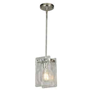 Wolter 1-Light Polished Nickel Mini Pendant with Clear Sculpted Glass Shade