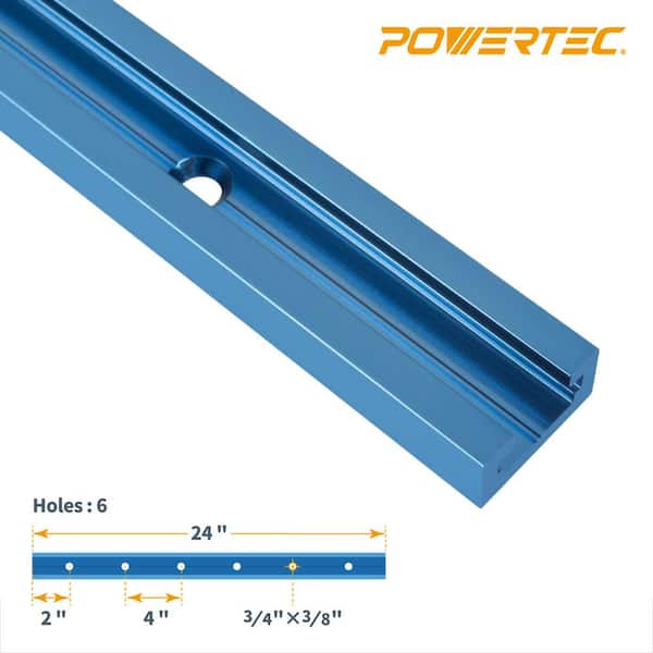 POWERTEC 32 in. Dual Track Rail Aluminum Combo T-Track and Miter