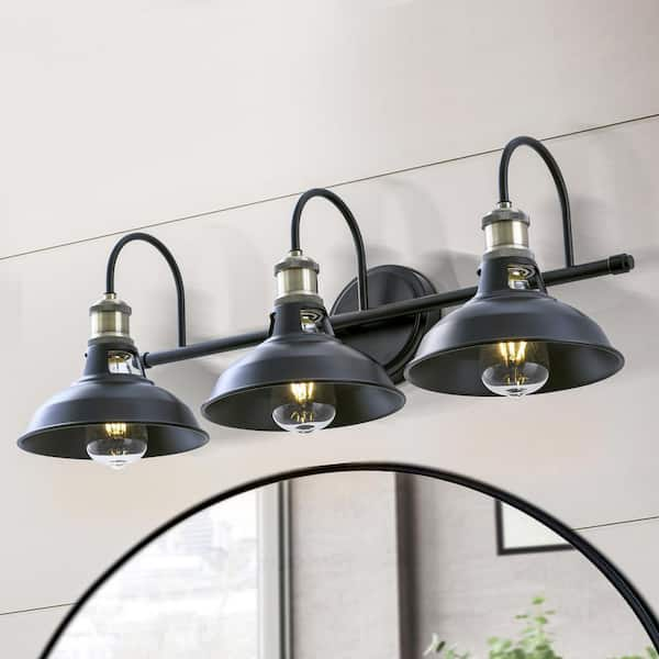 3-Light Bronze Vanity Light deals with Seeded Glass Shades, Bulbs-WL