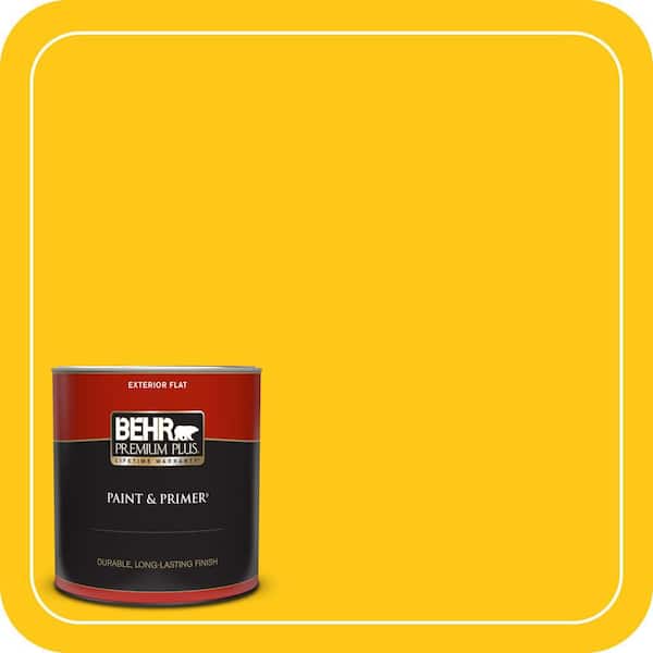 BEHR PREMIUM PLUS 1 qt. #P300-7 Unmellow Yellow Flat Exterior Paint & Primer